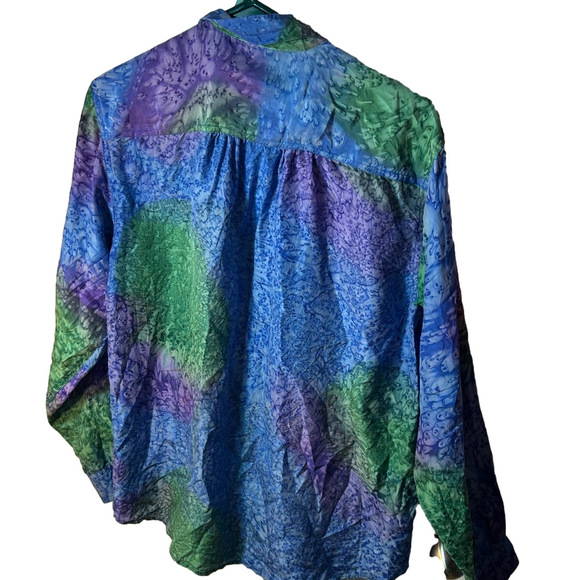 vintage lady foot locker silk Colorful colour block Button-Up Shirt size small - Picture 6 of 6